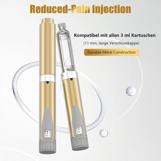 Detalle de Rouclo wiederverwendbarer Insulinpen – präziser Dosierpen für 3-ml-Patronen (1–60 Einheiten) in Gold