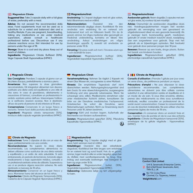 Detalle 2 de Citrato de Magnesio 1480mg 240 Caps 🍃 - Vitalidad y Equilibrio