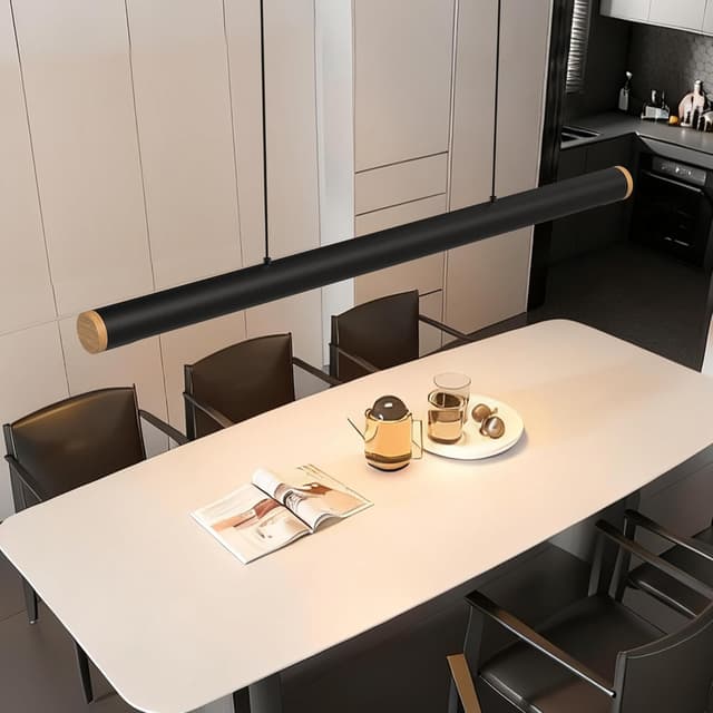 Thumbnail 6 de FANLG 100 cm Pendelleuchte fürs Esstisch-Set: LED, dimmbar, höhenverstellbar, schwarz inkl. Fernbedienung