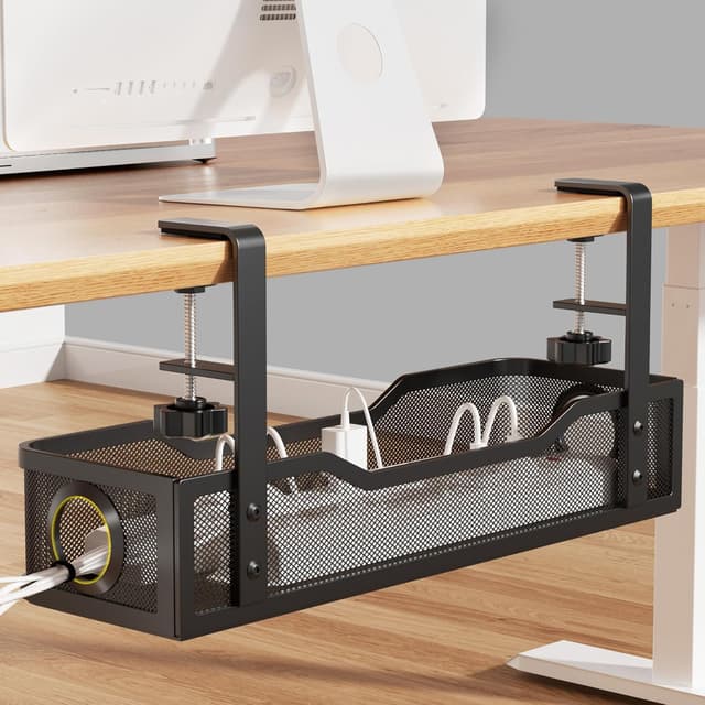 Thumbnail 6 de Cinati Kabelmanagement-Ablage unter dem Schreibtisch – ohne Bohren (Weiß, 34 cm, 2er-Set)