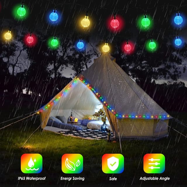 Detalle 2 de Realky Lichterkette Außen Solar Wetterfest mit 60 LED, 13,2 m und 8 Modi (IP65)