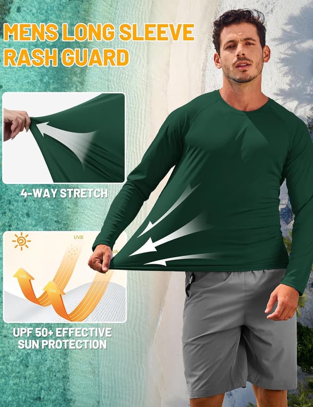 Detalle de TACVASEN Men’s UPF 50+ Long Sleeve UV Protection T-Shirt for Hiking & Outdoor Sports