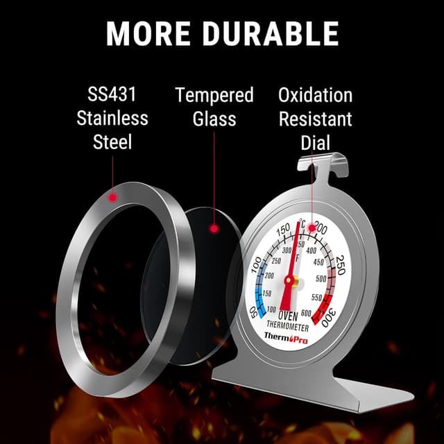 Detalle de ThermoPro oven thermometer with stainless steel dial and tempered glass (inside oven temperature gauge)