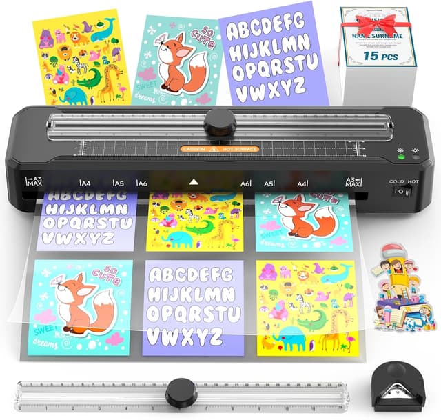 Detalle de Laminiergerät A3 für A3–A7 mit Papierschneider, Eckrunde und ABS-Anti-Stau – Heiß & Kalt