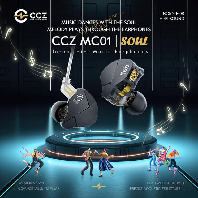 Detalle de Yinyoo CCZ MC01 Soul wired in-ear monitors (IEM) with 3.5mm jack