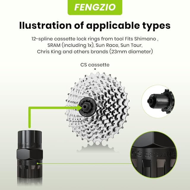 Detalle de Fengzio Estrattore Ruota Libera 2 in 1 per cassette e ruote libere a 12 denti