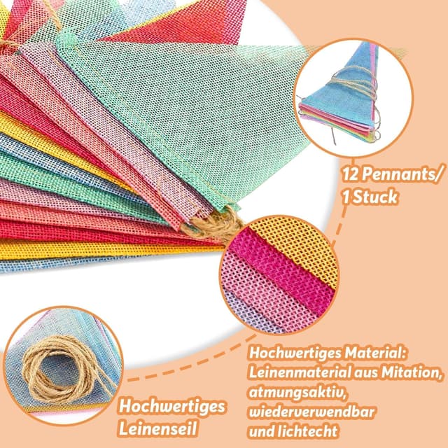 Detalle de Wimpelkette Outdoor 5er Set Regenbogen 3,5 m