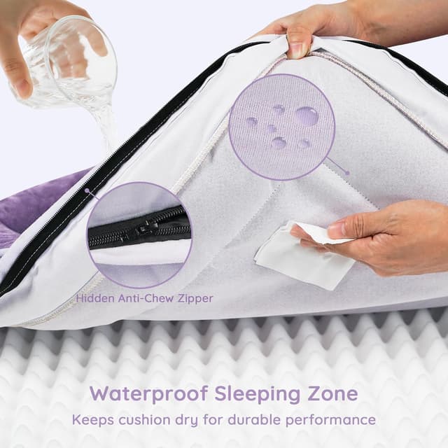 Detalle 2 de BELLA & PAL Orthopaedic Dog Bed (Dog Sofa) with 8cm Egg Foam Mattress, Removable Washable Cover & Waterproof Liner, 92x69x16.5cm