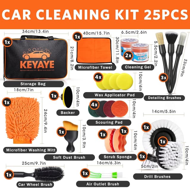 Thumbnail 1 de KEYAYE 25 Pcs Car Cleaning Kit