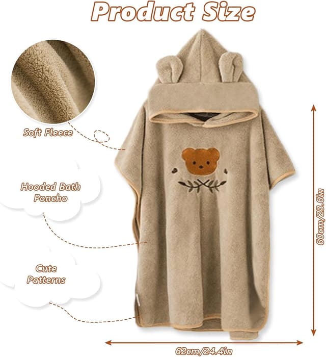 Detalle de HAGOT poncho de bain enfant avec capuche (serviette bébé) 0-3 ans