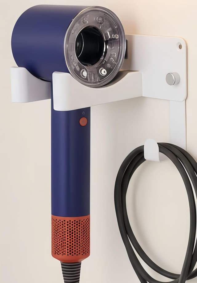 Detalle de CHOCHYAH Föhn Halterung ohne Bohren aus SUS304-Edelstahl – Wandhalterung für die meisten Haartrockner (weiß)