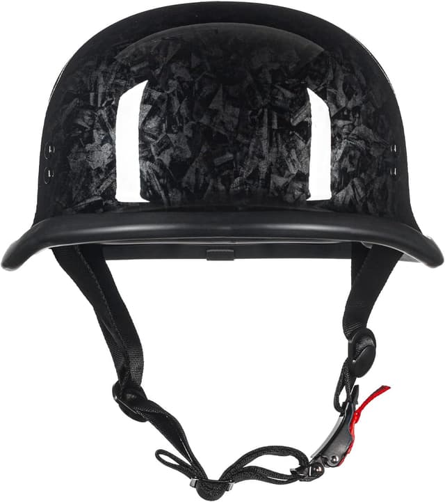 Detalle de Crown Racing German Style Half Motorcycle Helmet (Model-308) — DOT-Approved Open-Face Retro Helmet