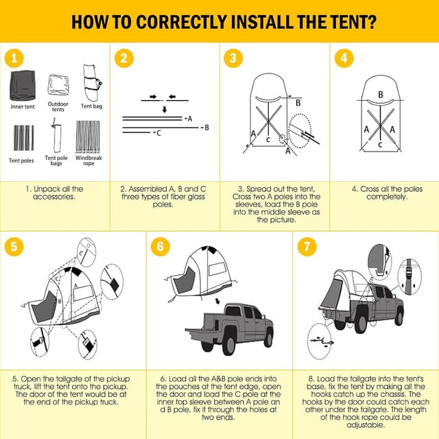 Detalle de Pickup Truck Tent with Awning Shade (Waterproof PU5000mm) for 6.4-6.7 FT Truck Beds