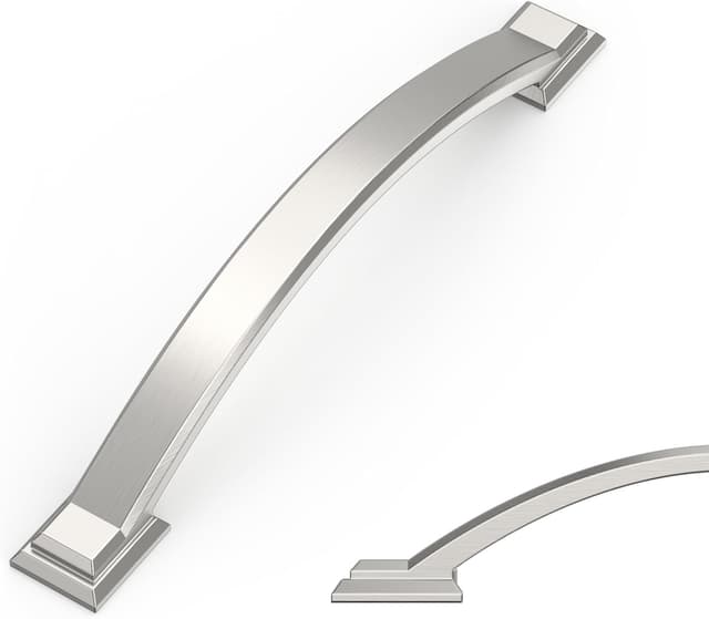 Detalle de Amerdeco set da 10 maniglie per mobili in nichel spazzolato, interasse fori 128 mm (UK0081)