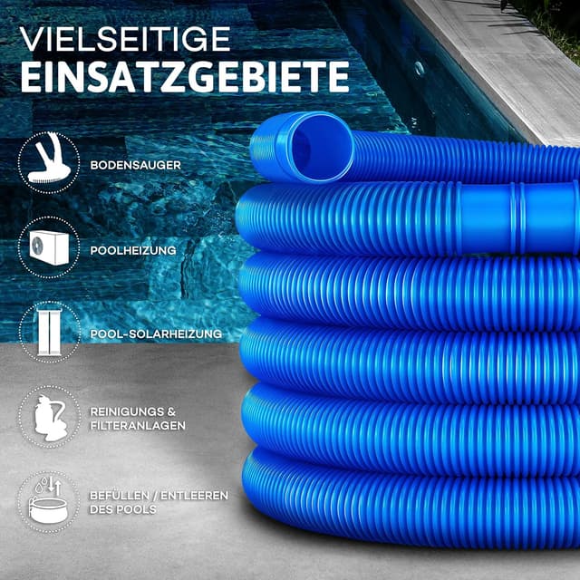 Detalle 2 de tillvex Poolschlauch Made in Germany (mit Muffen) – Schwimmbecken-/Pumpenschlauch, blau, 20 m / 32 mm