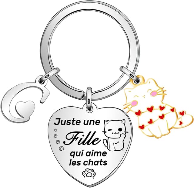 Thumbnail 5 de Casxyue Porte-clés Chat Initiales