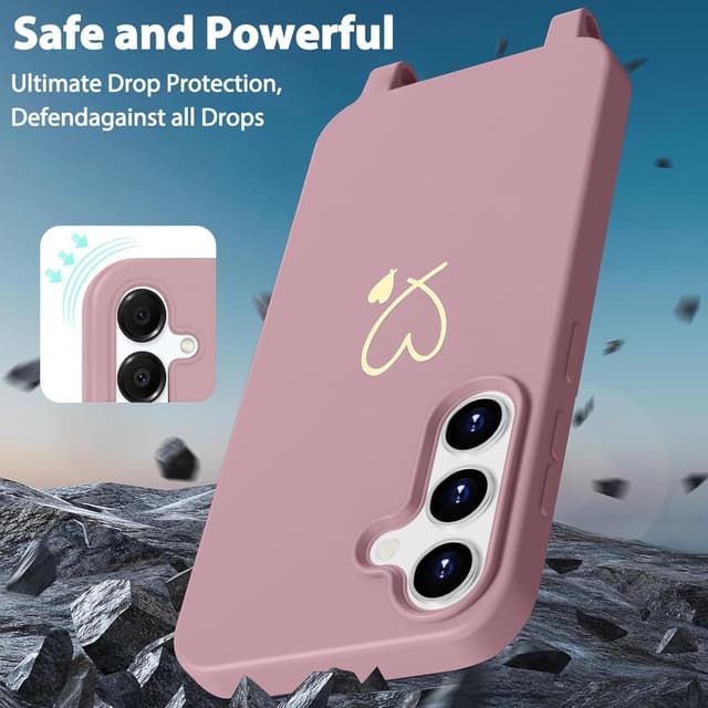 Detalle de AoozeFon Hülle mit Band für Samsung Galaxy S25 FE 5G/4G (rosa) – abnehmbares Handyband mit Liquid-Silikon TPU Bumper