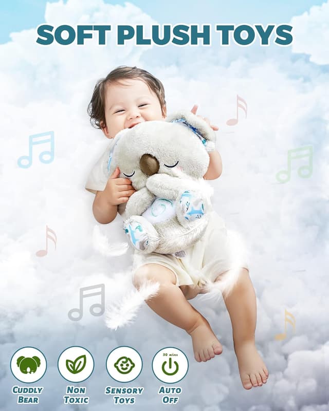 Detalle de auby Soothe 'n' Cuddle Koala Kuscheltier mit Beruhigungsfunktion – Plüschspielzeug für Neugeborene