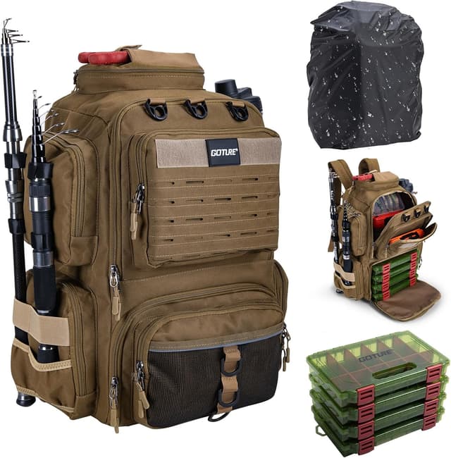 Detalle de Goture Angelrucksack 45-Liter mit 4 Köderboxen