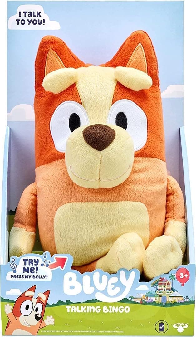 Detalle de Bluey Bingo Large 30cm Talking Sounds Plush (Talking Sounds) – cuddly jumbo soft toy