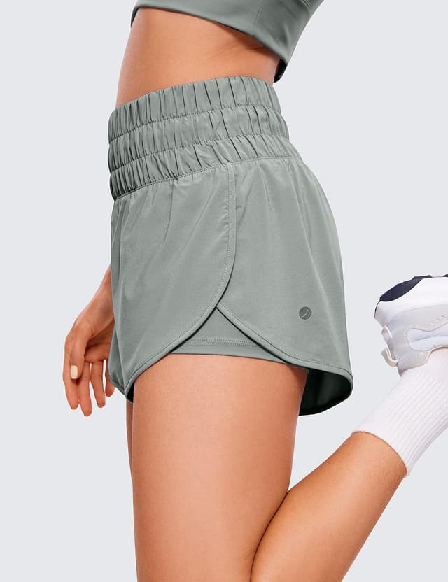 Detalle 2 de CRZ YOGA 2 in 1 pantaloncini da corsa da donna a vita alta con tasca
