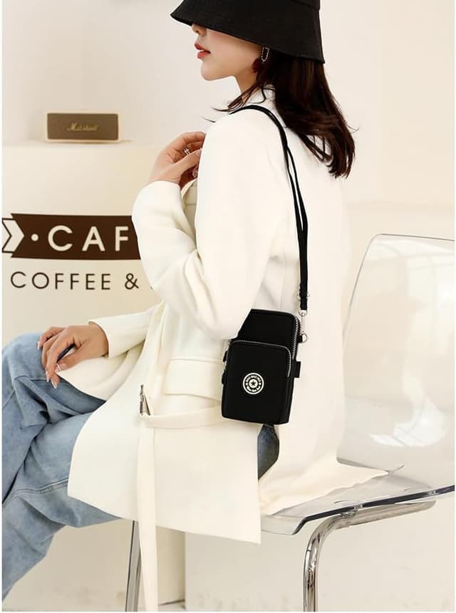 Detalle de DuoLmi kleine Umhängetasche für Damen (Nylon) – Crossbody Handytasche 20 × 10 × 5 cm