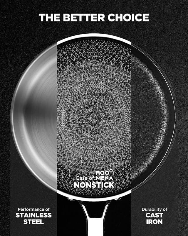 Detalle de Roomena Frying Pans Non Stick Hybrid Ceramic Skillet (12 Inch) with Lid