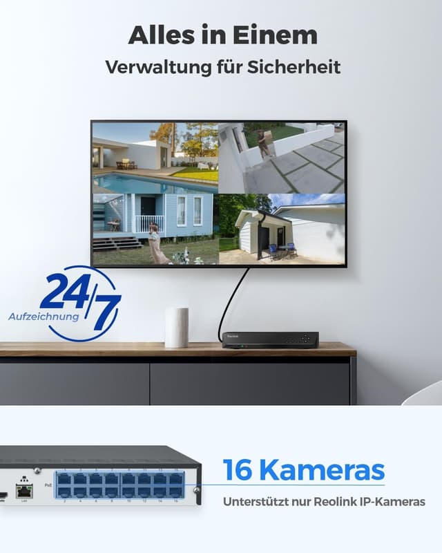 Detalle 2 de Reolink RLN16-410 16‑Kanal 4K NVR mit 4TB Festplatte