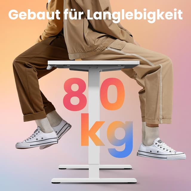 Thumbnail 6 de HUANUO höhenverstellbarer Schreibtisch 80 x 48 cm mit 4 Speicherhöhen (72–118 cm)