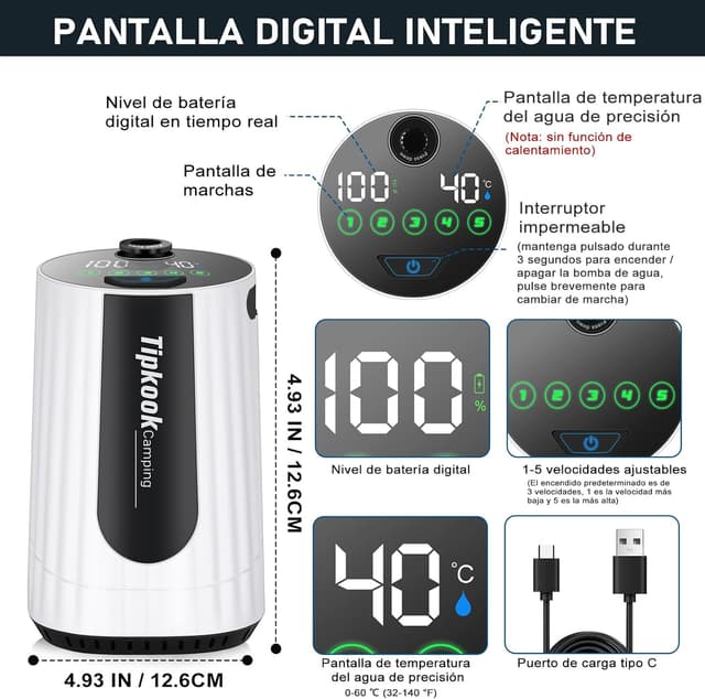 Detalle 1 de Tipkook Ducha Camping Portátil 10000mAh