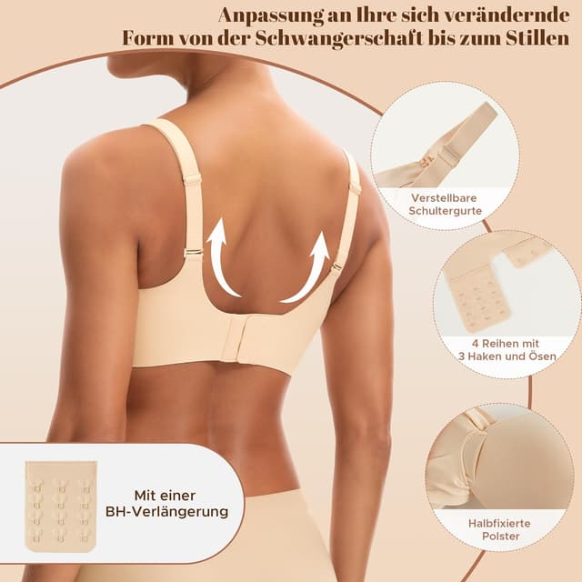 Detalle de INNERSY Still-BH ohne Bügel Seamless mit BH-Verlängerung – bequem zum Stillen und für die Schwangerschaft