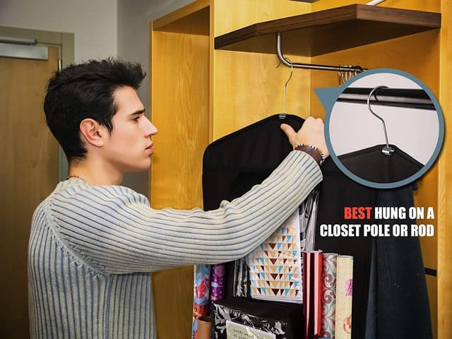 Detalle 2 de LXTaoler Hängende Geschenktasche zum Aufhängen, doppelseitig, mit mehreren Taschen (101 x 43 cm), Schwarz