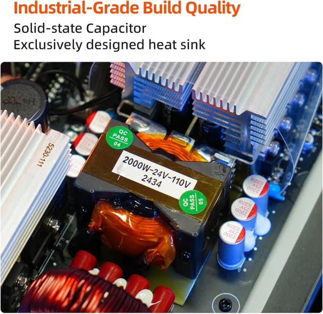 Detalle de Junbpaw 2080W Pure Sine Wave Inverter (24V to 110V) — Quiet DC to AC for Home, RV, Off-Grid & Camping (LGE-24-2080TI)