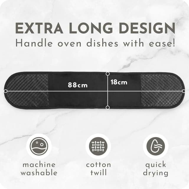 Detalle 2 de Black Double Oven Gloves Heat Resistant Pair