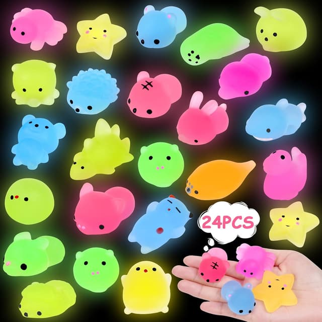 Detalle de Ainiv 24PZ Squishy fluorescenti antistress in TPR (24 pezzi) per bambini, kawaii, da spremere
