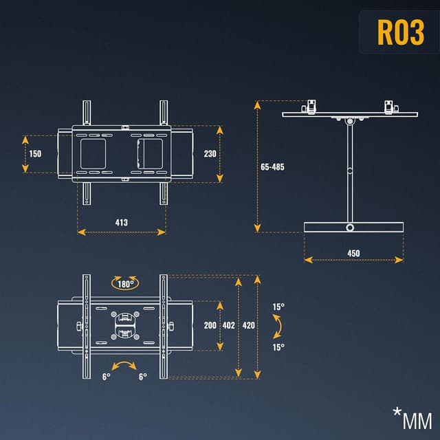 Thumbnail 6 de RICOO R03 TV Wandhalterung 40-75 Zoll