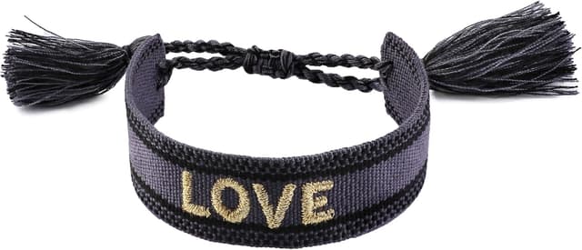 Thumbnail 6 de Selfmade Jewelry Stoff-Armband schwarz mit „Love“-Detail – gewebtes Armband für Damen