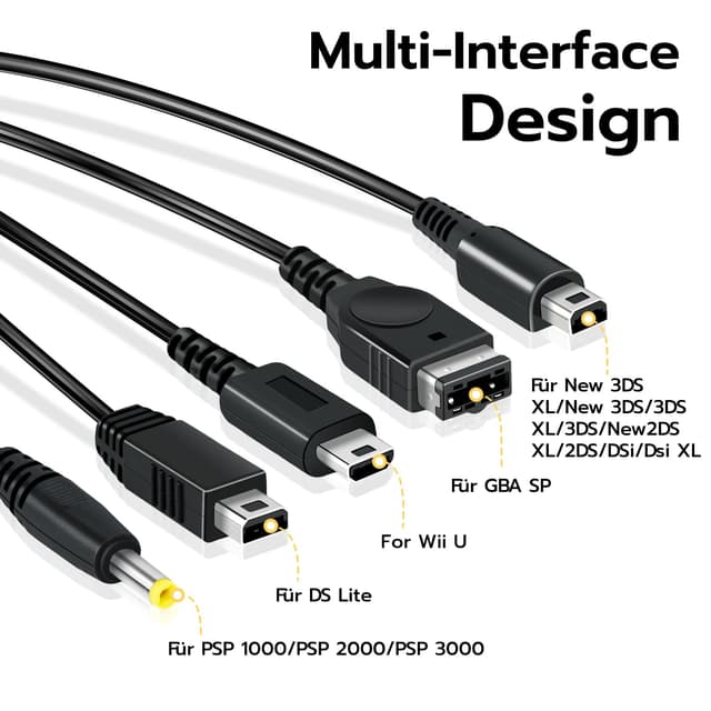 Detalle de USB 5‑in‑1 Ladekabel für Nintendo 2DS