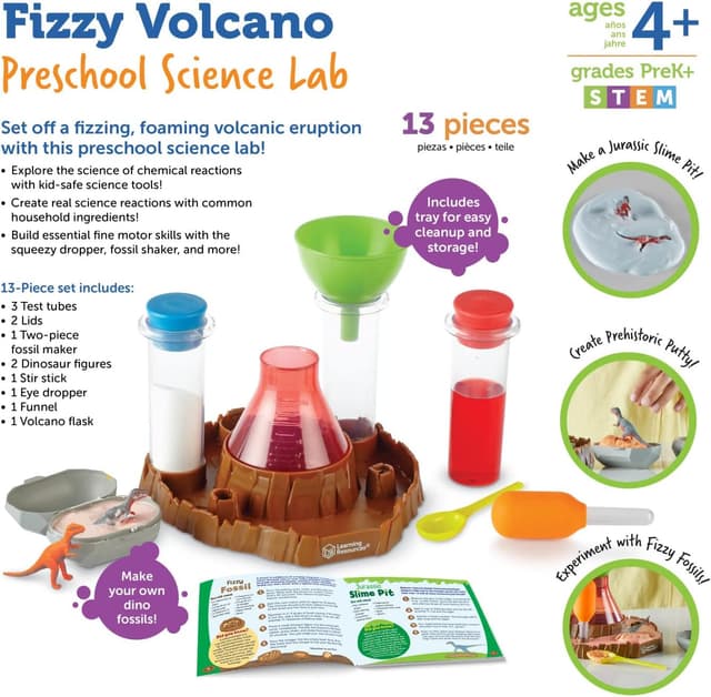 Detalle 2 de Learning Resources Fizzy Volcano 13-Piece Preschool Science Lab Kit (Ages 4+)