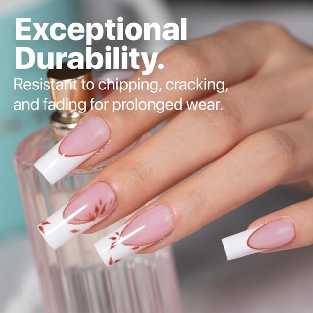 Detalle de SXC Cosmetics French Tip Press On Nails Pink Series (Medium Square) X-Pro Tips Starter Kit