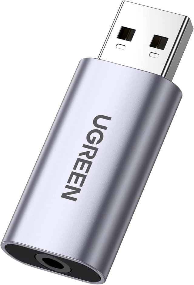 Detalle de UGREEN USB Externe Soundkarte 2-in-1 (USB auf 3,5-mm Klinke) mit TRRS für Headset & Mikrofone