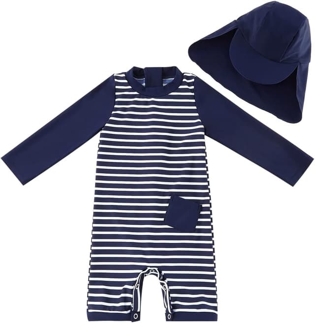 Detalle de UMELOK Baby Badeanzug mit Sonnenhut UV Schutz (UPF 50+) für Jungen