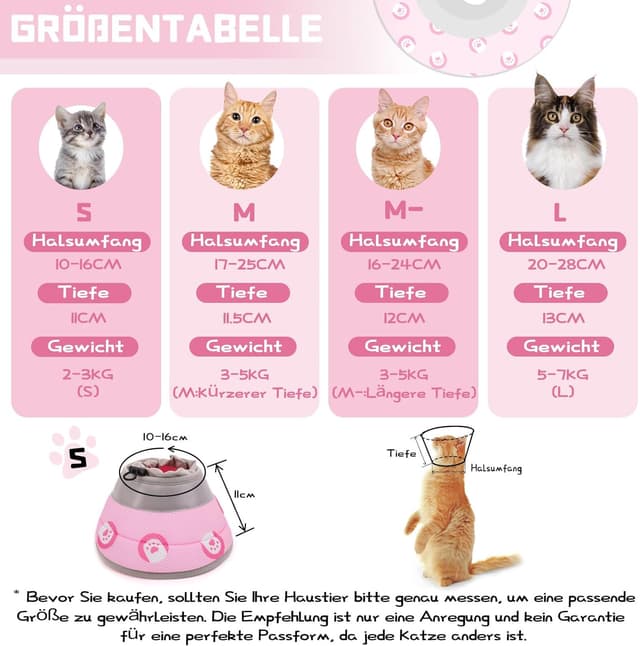 Detalle 2 de Supet Halskrause Katze – einstellbarer weicher Schutzkragen aus EPE (Pink, S)