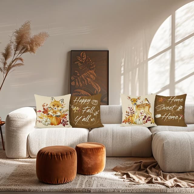 Detalle 2 de Bonhause Autumn Animals Cushion Cover 45x45