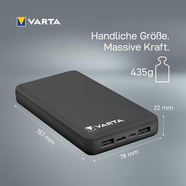 Detalle 2 de VARTA Power Bank 20000mAh 🌿 Cargador portátil 4 puertos