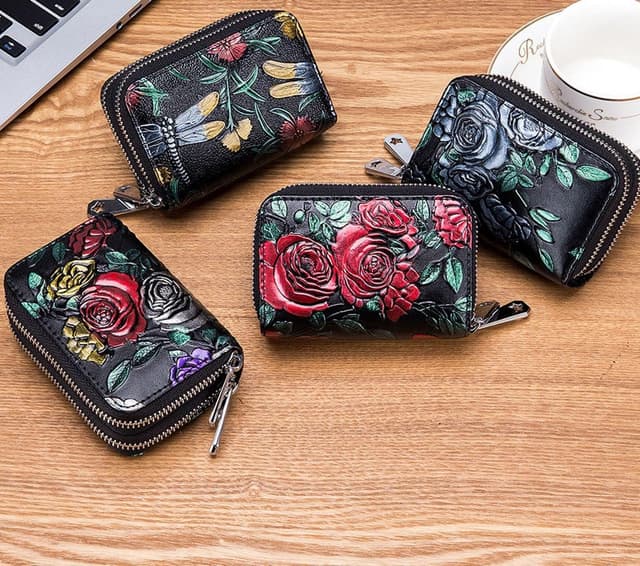 Thumbnail 3 de LUMoony Damen-Geldbeutel aus Leder mit Doppel-Reißverschluss, viele Fächer & RFID-Schutz (11 × 4,5 × 8 cm)