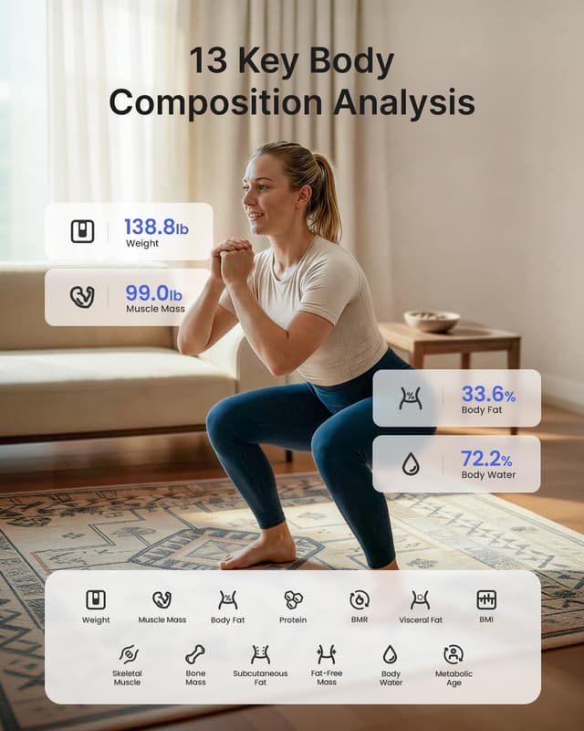 Detalle 2 de RENPHO Personenwaage Bluetooth Körperfettwaage 180 kg ⚖