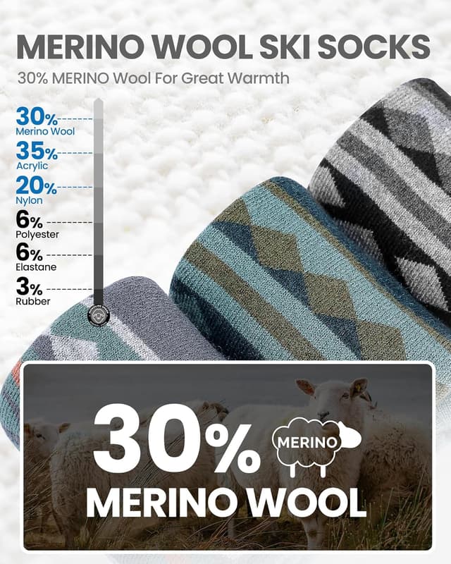 Detalle 2 de OutdoorMaster Calcetines de Esquí Merino 2 pares