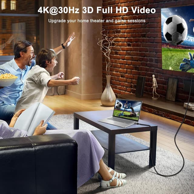 Detalle de 4K DisplayPort to HDMI Cable 2m (DP to HDMI, 4K@30Hz) – Uni-directional, gold-plated plugs