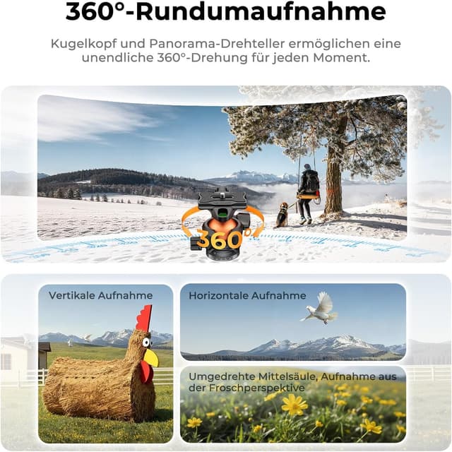 Detalle 1 de K&F CONCEPT A305A1+BH-40 Stativ 187 cm